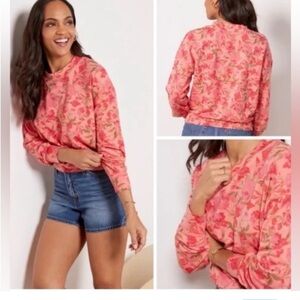 Evereve Pink Floral Crewneck Sweatshirt